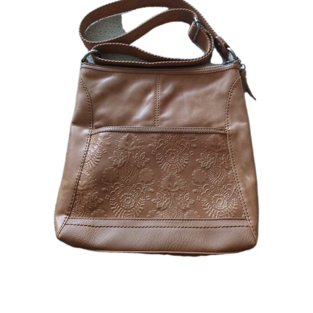 THE SAK Lucia Leather Crossbody with Floral Embossed Design EUC